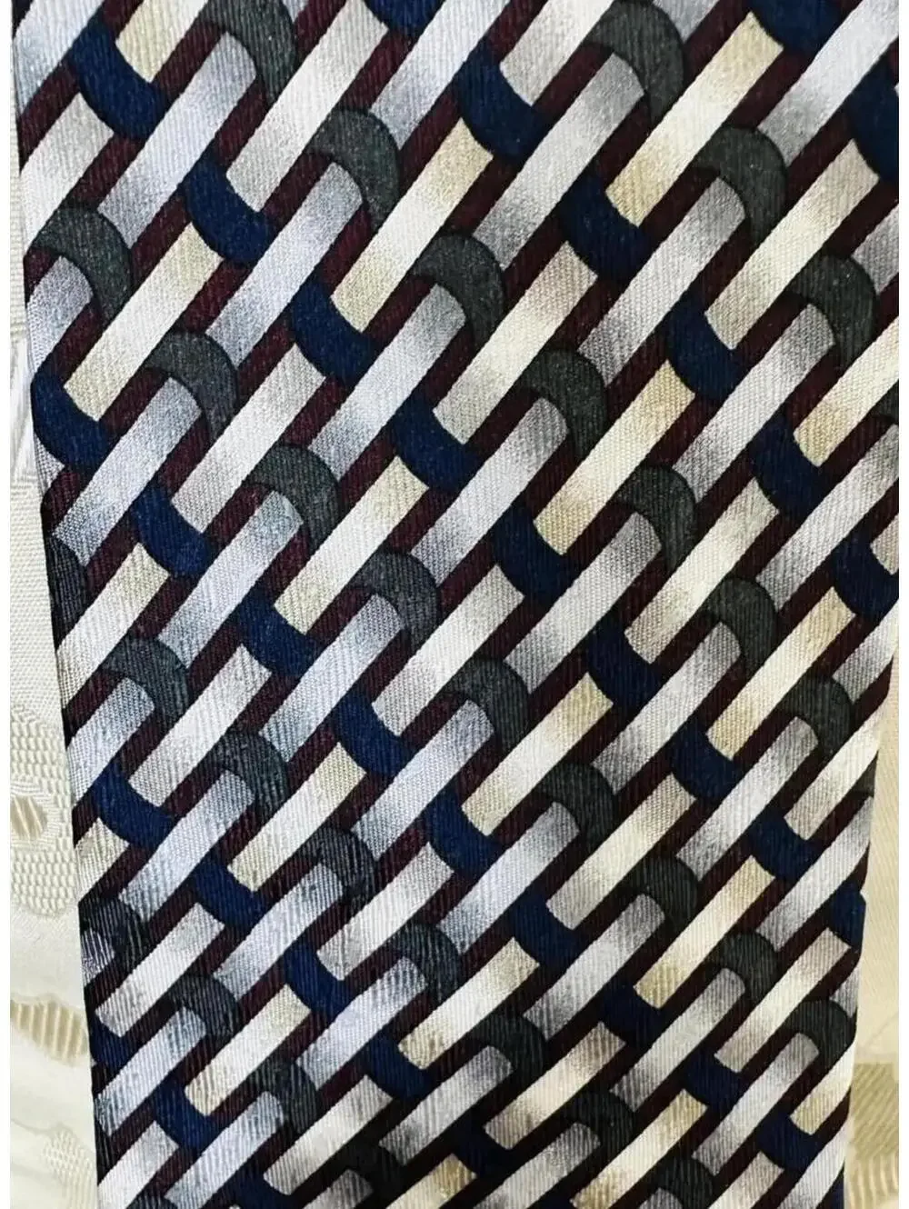 Nordstrom XMI 325 Series 100% Italian Silk Necktie Burgundy/Bl/Gr Handmade USA